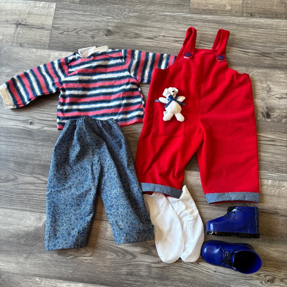 Citytoy Doll Outfit Bashful Kids Red Overalls Shirt Pant Boots Sock Replacements